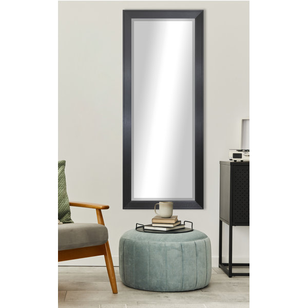 Rayne Mirrors Wood Framed Wall Mounted Full Length Mirror in Black